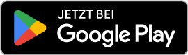 Alt-Text: Jetzt bei Google Play - Schwarz-weißer Button für den Download im Google Play Store.Das Bild zeigt einen Button mit der Aufschrift Jetzt bei Google Play vor einem schwarzen Hintergrund, um den Google Play Store Download-Link zu fördern.